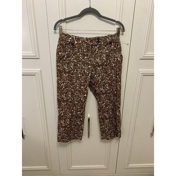 Talbots Women's Capri‎ Pants Size 2 Brown Geometric Stretch Casual - Picture 1 of 9